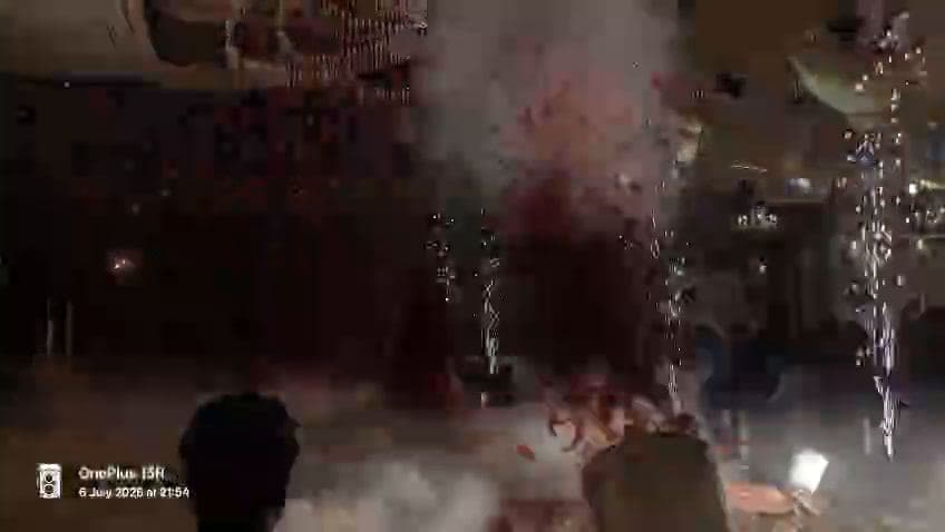 Cold pyro and fog in a banquet hall
